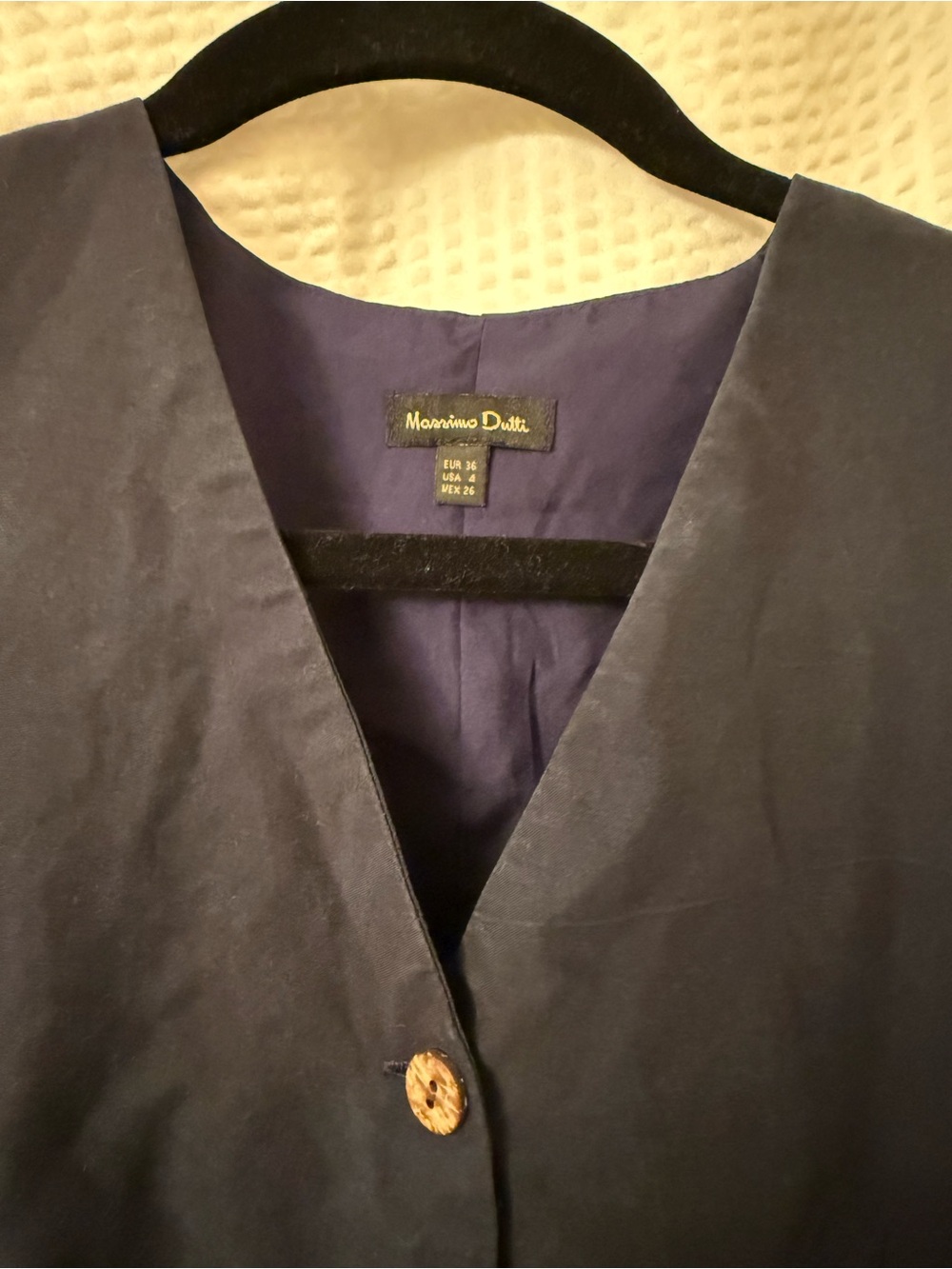 Massimo Tutti Linen Cotton Navy Blue Vest Sz US 4 EUR 36 Sleeveless Chic - Picture 6 of 9